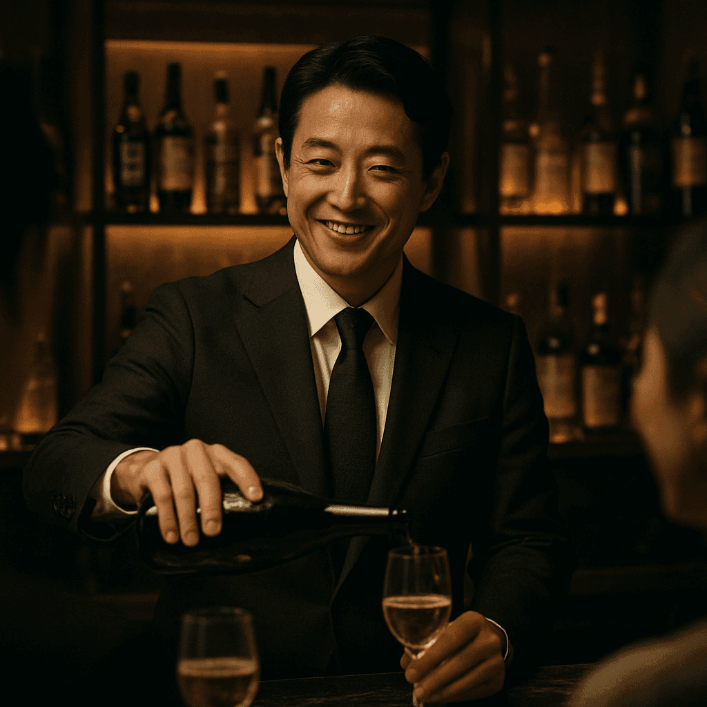 カウンターに立ち、ゲストをもてなす一日店長(参謀BAR)